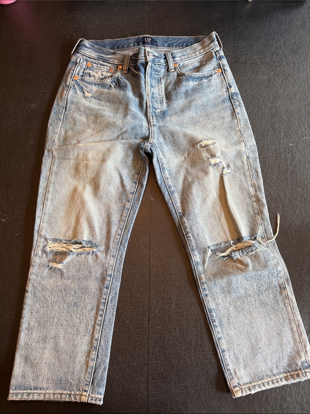 GAP Women's Light Wash Distressed Boyfriend Jeans